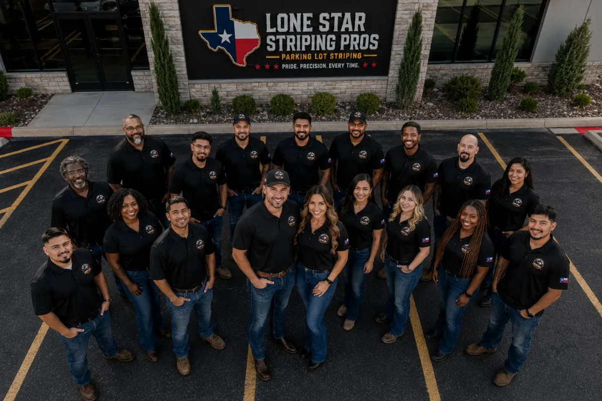 Lone Star Striping Pros service van parked outside a home in Rockwall