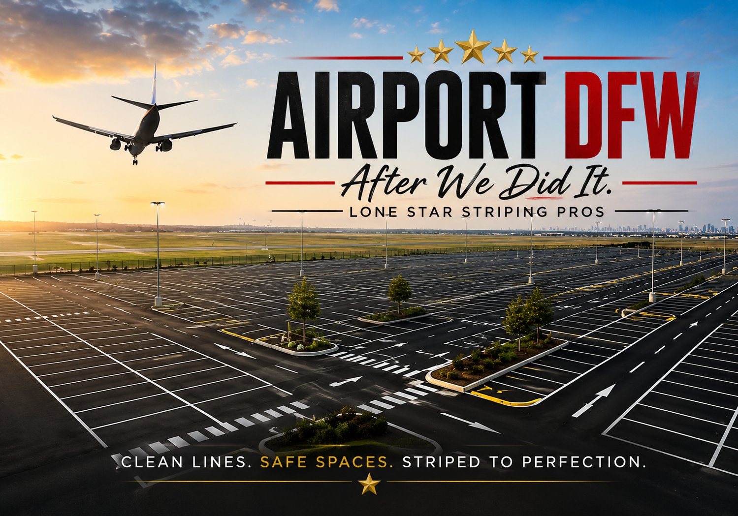 DFW International Airport passenger lot — striped by Lone Star Striping Pros